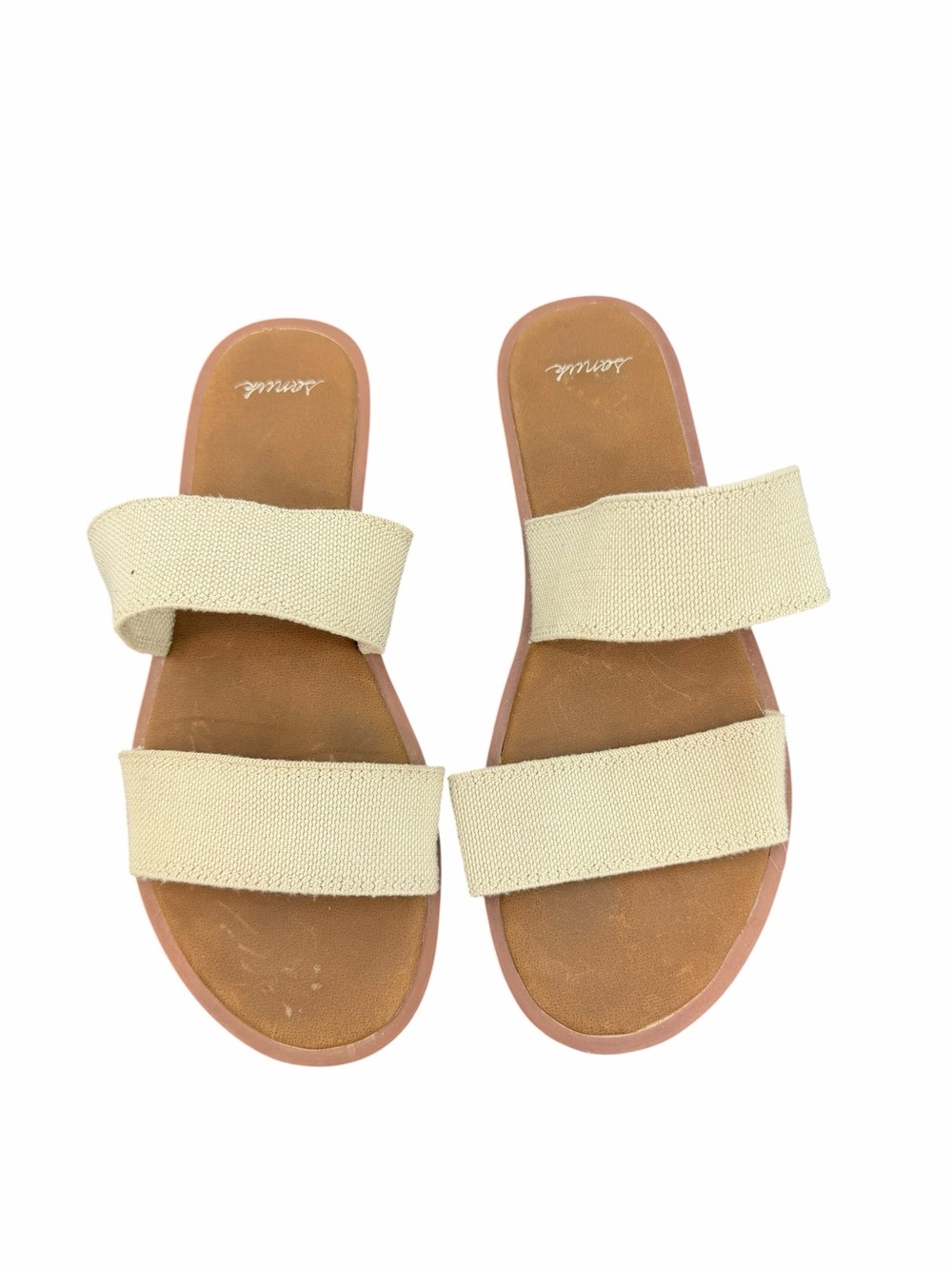 Sanuk Cream Double-Strap Slide Sandals